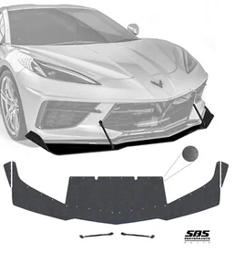 ABS Front Splitter w/ winglets & 2 support rods for 20-24 Corvette C8 Stingray - Picture 1 of 12