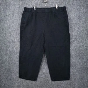 J Jill Pants Womens L Large Blue Love Linen High Rise Cropped Pull On Stretch - Picture 1 of 9