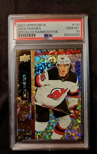 2021-22 Upper Deck Speckled Rainbow Foil #110 Jack Hughes PSA 10 Devils