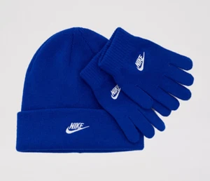 Nike Blue/White Kid's Unisex Futura Beanie/Glove Set (9A2961-U89) Size 8/20 NWT - Picture 1 of 3