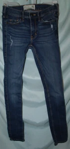 Abercrombie & Fitch Med Wash Blue Mid Rise Super Skinny Jeans Size 00S W24 I26 - Picture 1 of 4