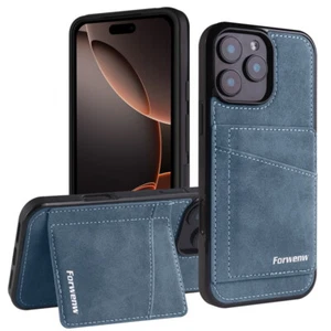 Hülle Mit Kartenfach Ständer Für iPhone 16 15 14 13 12 11 Pro Max Hybrid Bumper - Bild 1 von 20
