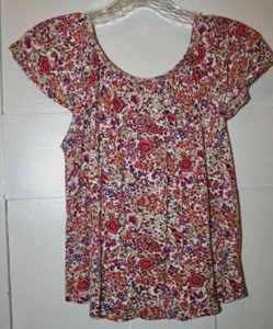 Forever 21 Girl's Blouse Floral Short Sleeved off the Shoulder Size 13/14 - Picture 1 of 3