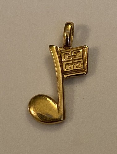 Ciondolo nota musicale Givenchy Paris New York logo firmato miniatura tono oro