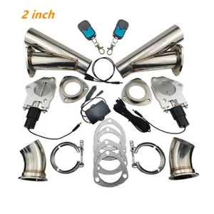 2" Electric Exhaust shut-off Valve Stainless Y-Header Pipe Remote Control Pair - Picture 1 of 15