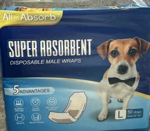 All-Absorb Male Dog Wrap Disposable Diapers Older Adult Incontinence , 50 Count - Picture 1 of 4