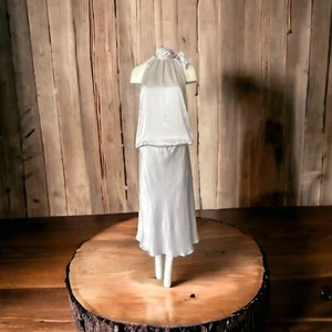 Lynn Lugo Damen lässig formelles Neckholder langes Cocktailkleid 100 % Seide Made in USA - Bild 1 von 8