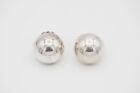 Vintage Modern sterling silver shiny round dome buttons clip on earrings Italy