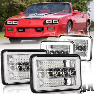 4PCS For 1982-1992 Chevrolet Camaro Z28 4x6" LED Headlights Hi-Lo Beam - Picture 1 of 14