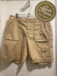 Life is Good “Good Karma” Khaki Cargo Shorts Womens Size 8 Organic Cotton - Picture 1 of 9