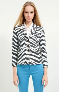 Emilio Pucci Elasticizzato Lana Gabardine Zebra Animale Blazer Giacca BNWT - Picture 1 of 11