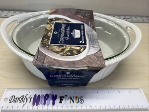 Corningware French White 2.5 Qt Oval Ceramic Casserole Dish with Glass Lid - Picture 1 of 10