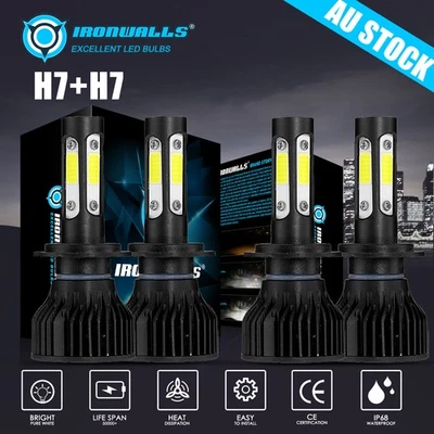 4-sides LED Headlight H7 H7 High Low Beam Globes 6000K for Audi A3 2009 - 2014 - image 1 of 4