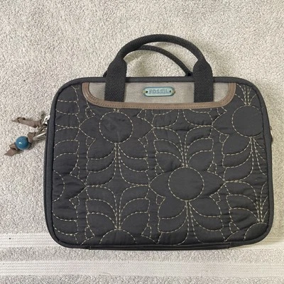 FOSSIL Key-Per Quilted Tote Brown Padded Bag Organizer Purse Small - Image 1 of 4