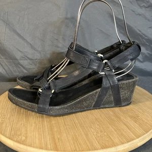 Sandalias Teva Ysidro Mujer 9.5/40.5 Cuero Negro Universal Tirantes Cuña 1015119 - Imagen 1 de 10