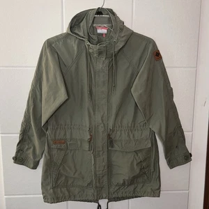Columbia Lightweight Jacket With Hood Women’s Size Large Olive Green 4 Pockets - Picture 1 of 16
