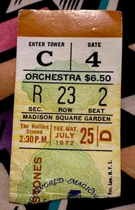 ROLLING STONES - JULY 25, 1972 - MADISON SQUARE GARDEN - 23RD ROW CENTER TICKET - Picture 1 of 2
