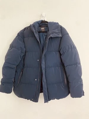 Zara Jacket Mens Medium Navy Blue Full Zip Quilted Puffer Outdoor Hiking Walking - Image 1 of 4