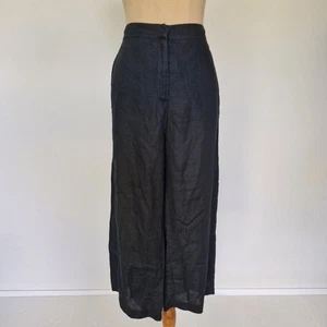 Morrison Black Linen High Rise Wide Leg Crop Pants Size 3 - Picture 1 of 9