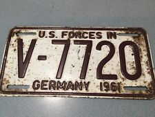 U.S. Army Military Forces in Germany VEHICLE  License Tag Plate V-7720 1961