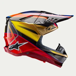 Alpinestars Supertech M10 Era Helmet Gold Yellow/Rio Red Glossy Large - Picture 1 of 7