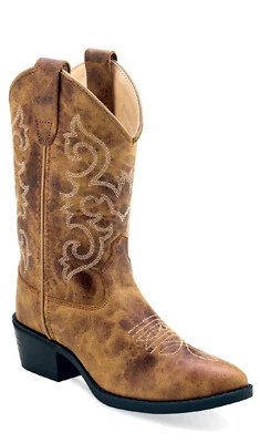 Botas de Vaquero Old West Niños Unisex Western Cuero Tostado Quemado Foto 1 de 2