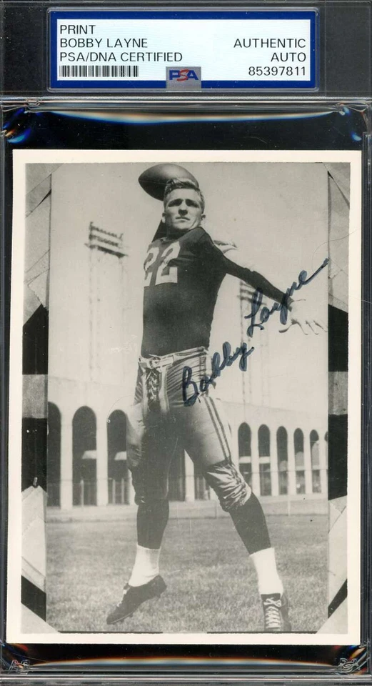 Foto autógrafa 4x5 firmada con certificado de autenticidad de ADN de Bobby Layne PSA Foto 1 de 1