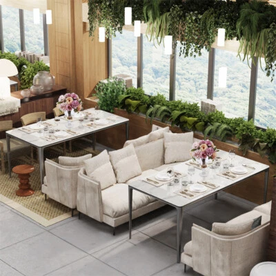 Extra Large Modern Dining Table Exquisite Craftsmanship Top Heavy Aluminum Frame - Image 1 of 4