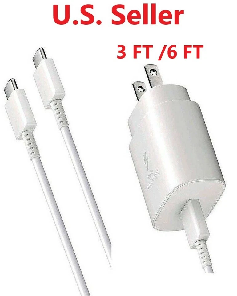 25w Type USB-C Fast Wall Charger+ Cable For Samsung Galaxy Fold /Z flip 1/2/3 - Image 1 of 4