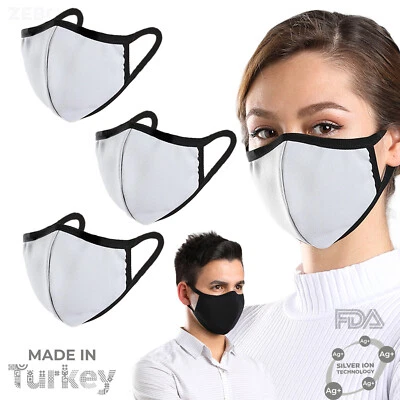 Silverion Antimicrobial Face Mask 3-Pack Cover Reusable Washable, Made in Turkey - Image 1 of 4