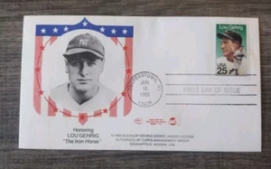 Lou Gehrig Iron Man 1989 Vintage First Day Of Issue Envelope & Stamp. Lou Gehrig - Picture 1 of 1