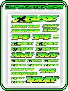 XRAY RC CAR STICKER SET VINYL DECAL T4 1/10 4WD GREEN DRIFT A4 TAMIYA HPI CHEAP - Picture 1 of 5