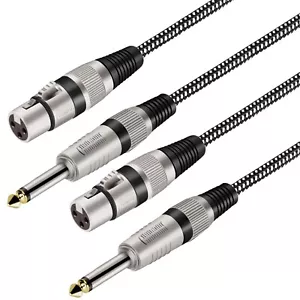XLR Female to 1/4 Inch TS Cables 3 FT/2Pack, Nylong Braided XLR 3 Pin Female ... - Picture 1 of 7