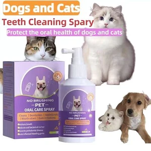 50mL Pet Oral Spray Cleans Dogs and Cats Teeth Removes Bad Breath, Tartar Plaque - Picture 1 of 19