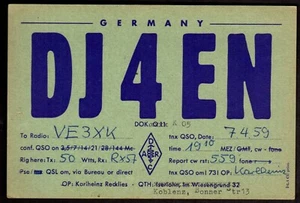 Tarjeta de radio QSL "Alemania, DJ4EN,Bonner Koblenz, 1959,Karlheinz Recklies", (Q3407) - Imagen 1 de 2