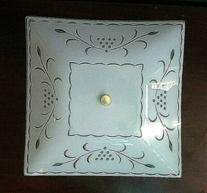 Vintage 15.5" Square Bedroom Ceiling Light Fixture - Vines & Berries - Picture 1 of 7