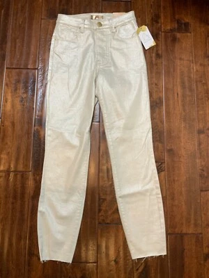 KUT from the Kloth White/Silver Luxe Coating Cigarette Leg Denim Jeans Sz 0 NWT! - Image 1 of 4