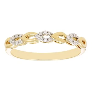 Diamond Stacking Ring in 14K Yellow Gold Plated Silver - Picture 1 of 7