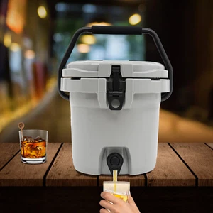 Water Cooler Jug Portable Camping Beverage Dispenser Bucket w/ Cup Holder 2.5gal - Picture 1 of 16
