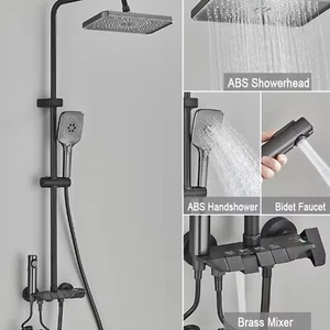 Duschsystem Grau Duscharmatur mit Massage Regendusche Set Handbrause Duschset - Bild 1 von 9
