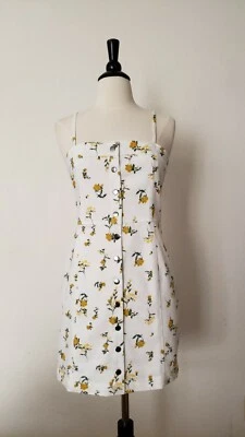 Urban Outfitters Dress New Size Small Front Snap Denim Floral White Coquette - Image 1 of 4