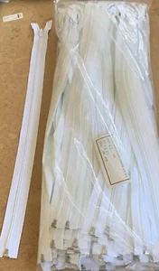 WHITE Zips Open ended No5 Nylon Plastic Metal Zips 19”Inch 43cm -BULK LOT x 100 - Picture 1 of 6