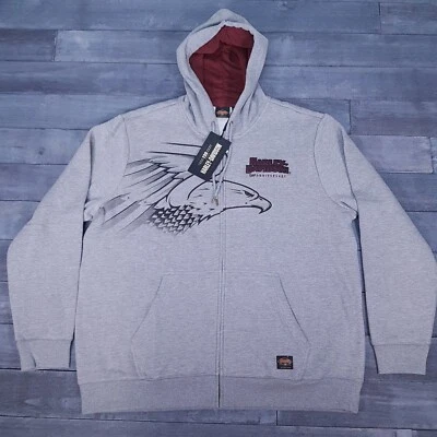 HARLEY-DAVIDSON 120th Anniversary Full-Zip Eagle Hoodie Mens 2XL Heather Grey - Image 1 of 4