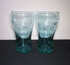 Lot of 2 Coca Cola  6" Bell Shaped Glasses McDonald's Turquoise /, Teal Glass