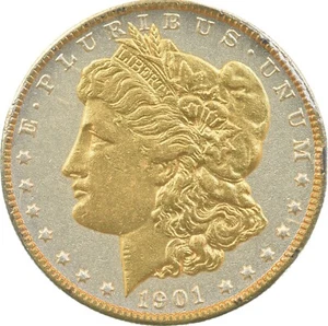 1901-O Morgan Silver Dollar Colorized - Gold Plated Reverse Proof Look *0514 - Picture 1 of 3