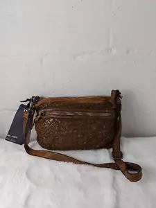 Langellotti Woven Brown Leather Crossbody Purse NWT Made in Italy - Picture 1 of 8