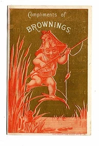 Victorian Trade Card BROWNINGS CLOTHING Phila boy fishing - Picture 1 of 1