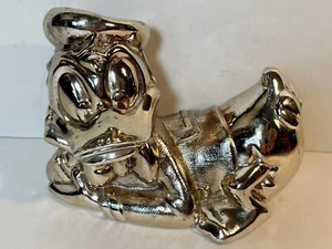 Disney Reed and Barton Donald Duck Coin Bank, Silver Tone Metal silver plate 4” - Picture 1 of 6