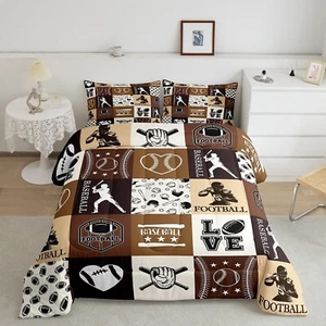 Baseball Football Children Comforter Set,Ball Gamer Bedding Set for Kids Boys... - Picture 1 of 6