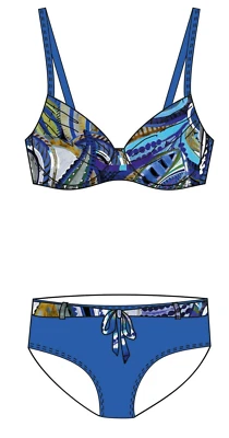 Fashy Bikini 23528 Gr. Cup C  44 46 blau/bunt Bügel Damenbademode light forming - Bild 1 von 3